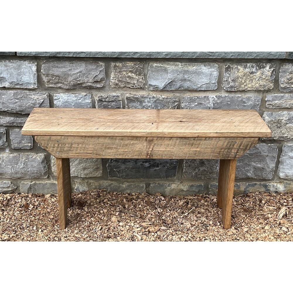 Antique OAK 40" Old Wood Seat Bench Garden Table English Farm French Country (B)